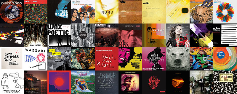 A collage of albums covers. Thor Madsen was involved in the music on all ablums.